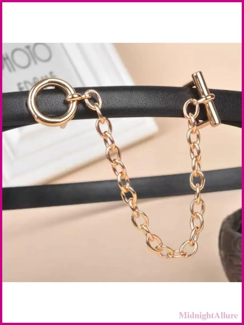 Skinny Cowhide Split Leather Belt Chain Gold Metal Buckle Adjustable